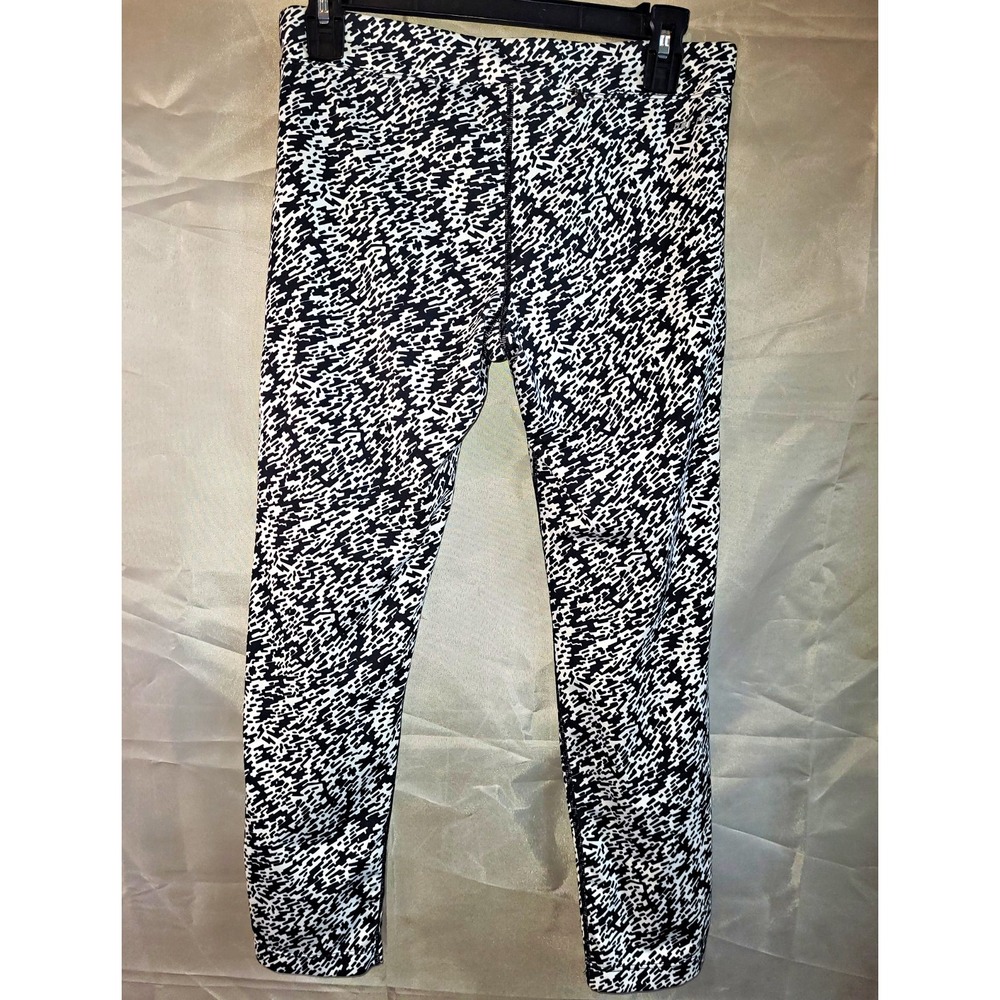 Nike Dri-FIT Womens Black/White Abstract Ankle Leggings Mid Rise Stretch M